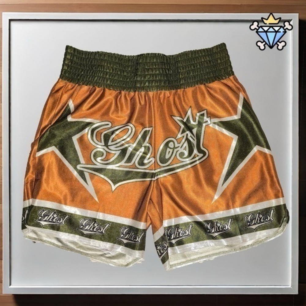 ROMWE MEN COPPER BROWN AND GREEN HIGH WAIST ATHLETIC SHORTS SIZE LARGE